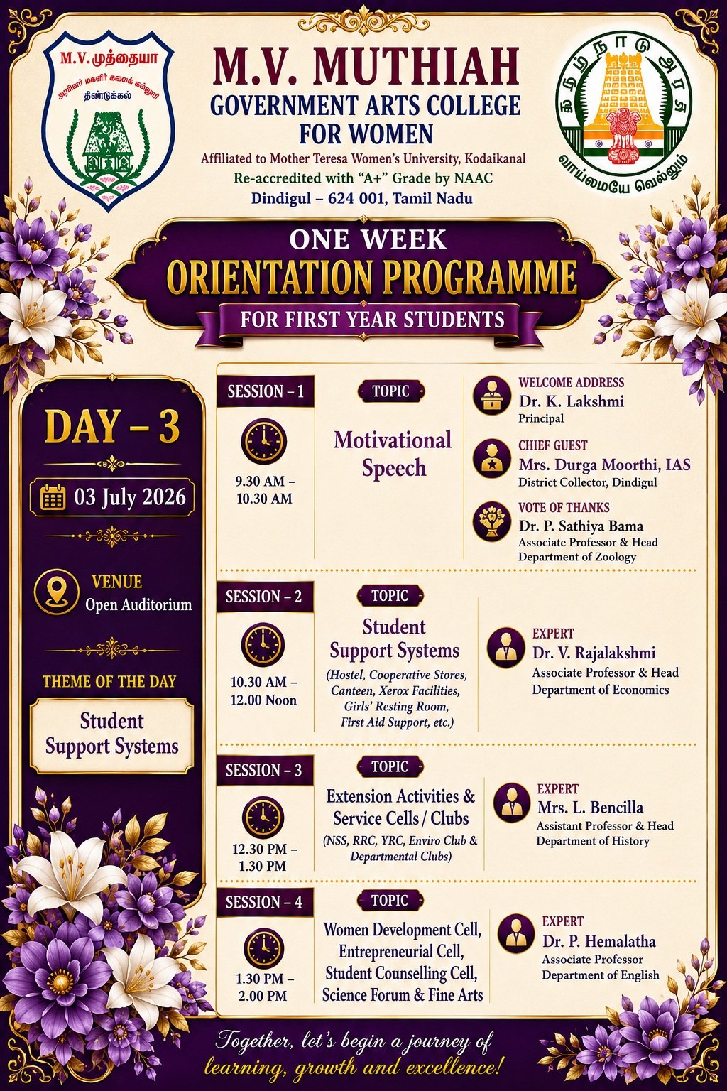 One Week Orientation Programme for First Year Students - Day 3